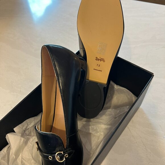 Black Coach Carly Leather Loafers Size 7.5 - Picture 3 of 3